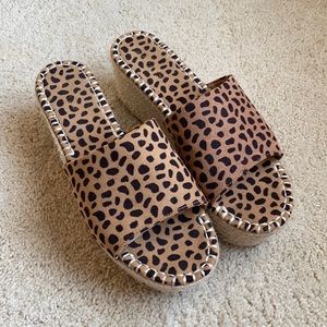 Cheetah print slide wedges
